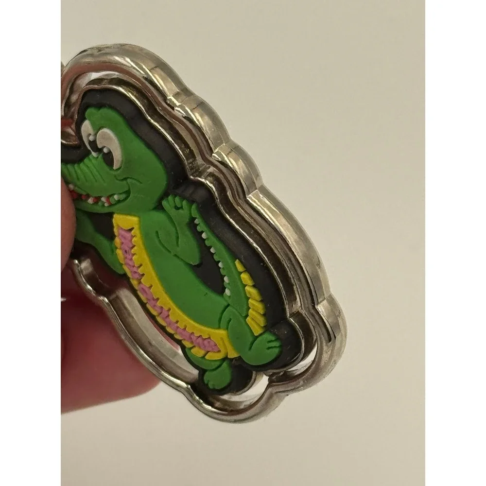 New Orleans Souvenir Keychain Green Alligator Spinner Metal Rubber‎ Travel Gift